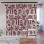 Retro Mid Century Modern Tiki Pattern 540 Red Green Orange and Beige Wall Mural Gallery Image 1