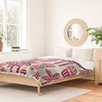 Retro Mid Century Modern Tiki Pattern 540 Red Green Orange and Beige Duvet Cover Gallery Image 2