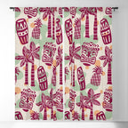 Retro Mid Century Modern Tiki Pattern 540 Red Green Orange and Beige Window Curtain Gallery Image 5