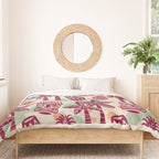Retro Mid Century Modern Tiki Pattern 540 Red Green Orange and Beige Duvet Cover Gallery Image 3