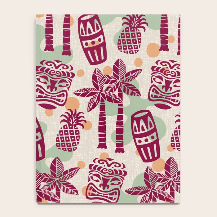 Retro Mid Century Modern Tiki Pattern 540 Red Green Orange and Beige Notebook Gallery Image 4