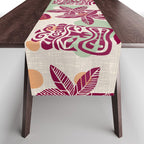 Retro Mid Century Modern Tiki Pattern 540 Red Green Orange and Beige Table Runner Gallery Image 1