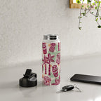 Retro Mid Century Modern Tiki Pattern 540 Red Green Orange and Beige Water Bottle Gallery Image 4