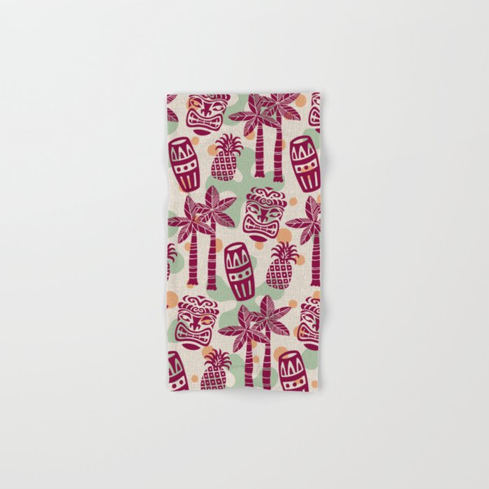 Retro Mid Century Modern Tiki Pattern 540 Red Green Orange and Beige Bath Towel Gallery Image 1