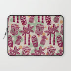 Retro Mid Century Modern Tiki Pattern 540 Red Green Orange and Beige Laptop Sleeve Gallery Image 1