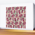 Retro Mid Century Modern Tiki Pattern 540 Red Green Orange and Beige Wall Mural Gallery Image 2