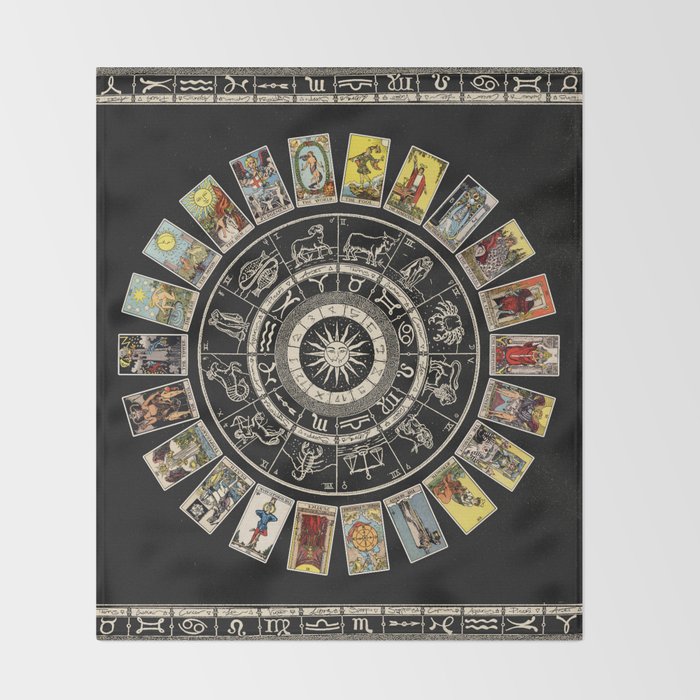 The Major Arcana & The Wheel of the Zodiac Throw Blanket Gallery Image 2