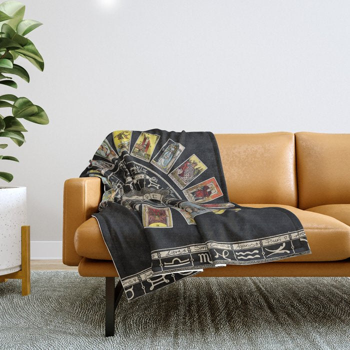 The Major Arcana & The Wheel of the Zodiac Throw Blanket Gallery Image 1