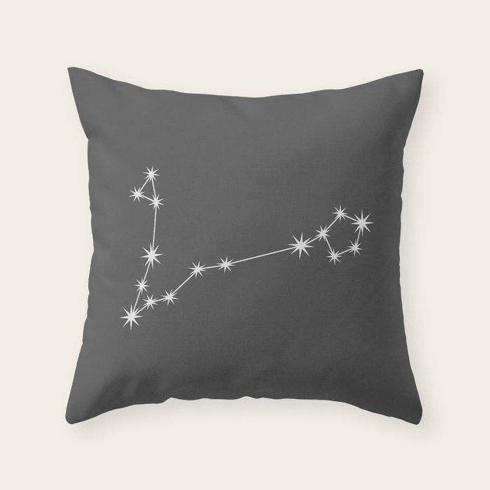 Pisces Zodiac Star Constellation Line Art Grey Throw Pillow Gallery Image 6