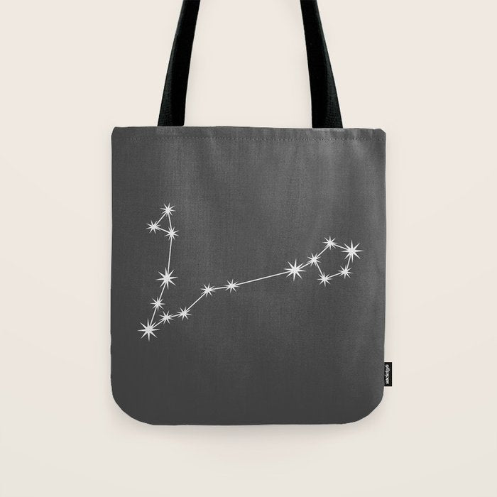 Pisces Zodiac Star Constellation Line Art Grey Tote Bag Gallery Image 1
