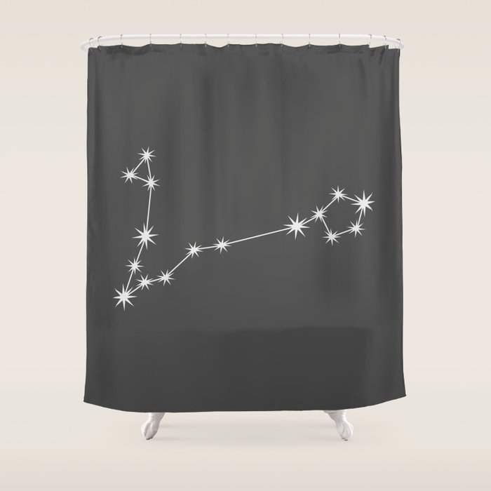 Pisces Zodiac Star Constellation Line Art Grey Shower Curtain Gallery Image 1