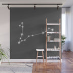 Pisces Zodiac Star Constellation Line Art Grey Wall Mural Gallery Image 1