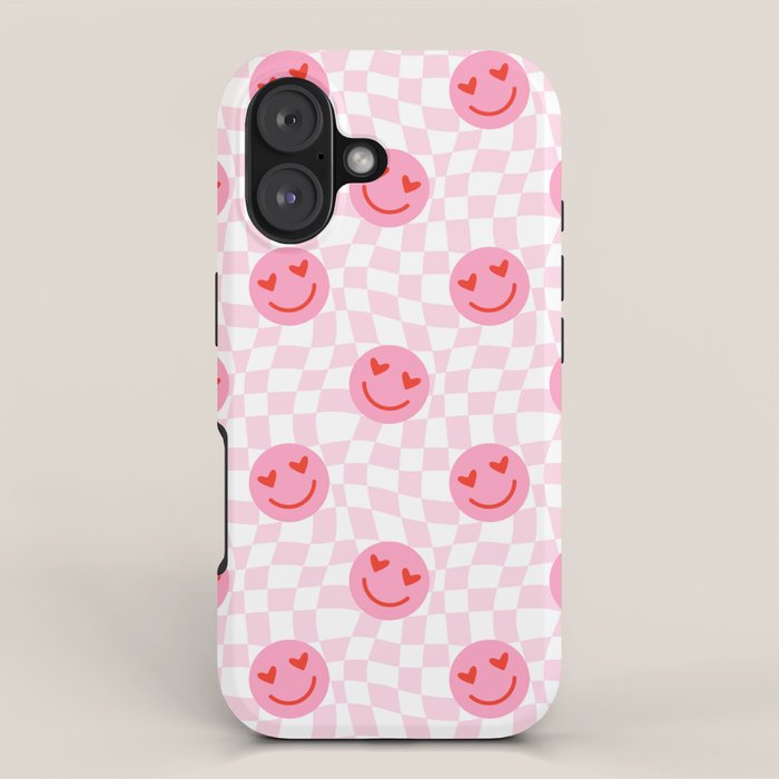 Romantic heart eye face checkered pattern iPhone Case Gallery Image 1