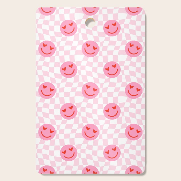 Romantic heart eye face checkered pattern Cutting Board Gallery Image 1