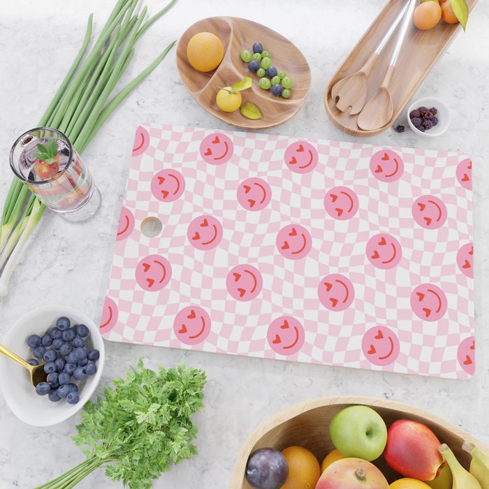 Romantic heart eye face checkered pattern Cutting Board Gallery Image 2