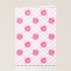 Romantic heart eye face checkered pattern Stationery Card Gallery Image 2