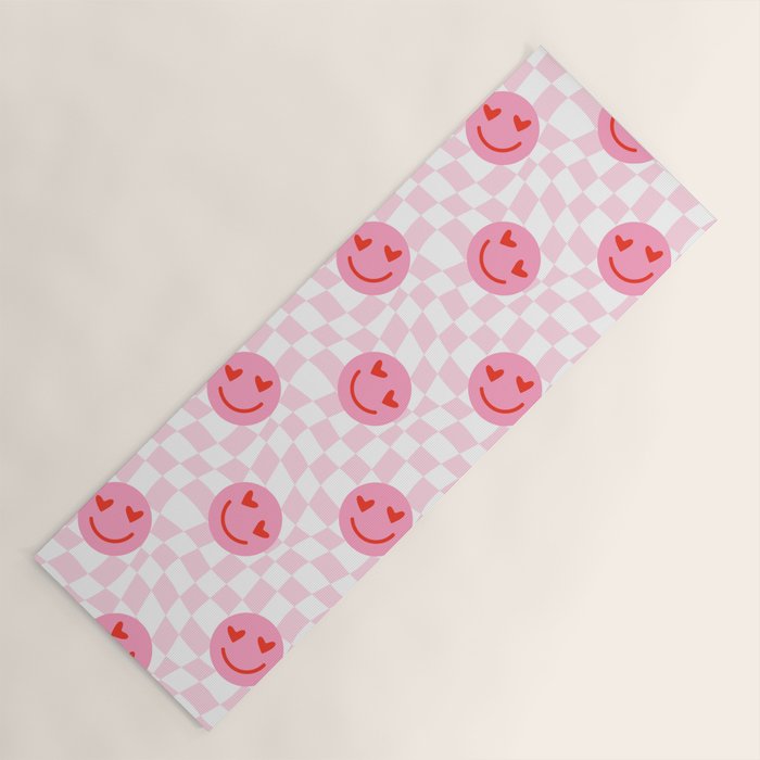 Romantic heart eye face checkered pattern Yoga Mat Gallery Image 1