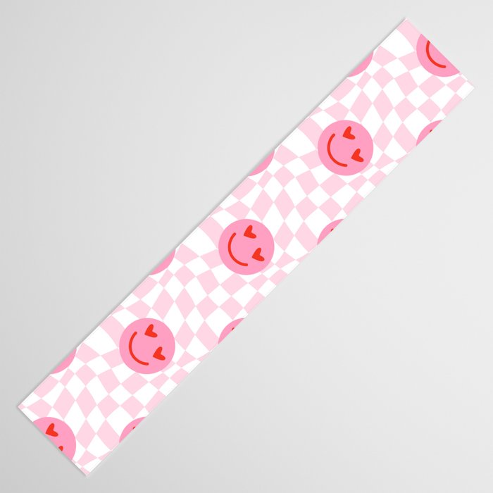 Romantic heart eye face checkered pattern Table Runner Gallery Image 3