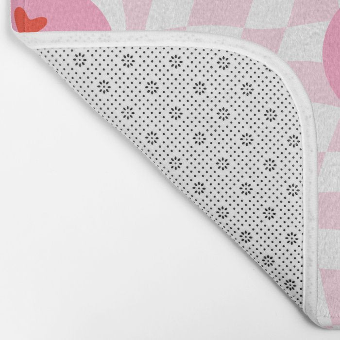 Romantic heart eye face checkered pattern Bath Mat Gallery Image 2