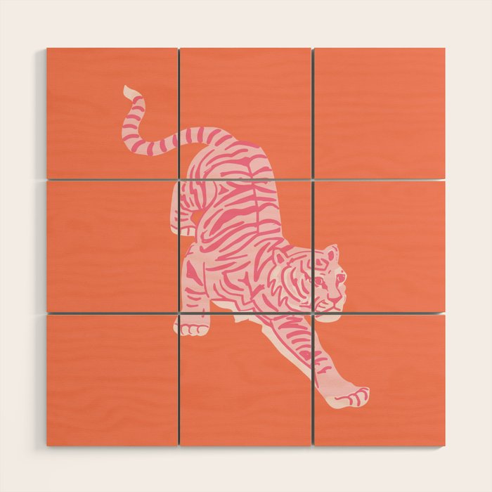 Year of the Tiger - Orange/Pink Wood Wall Art Gallery Image 1