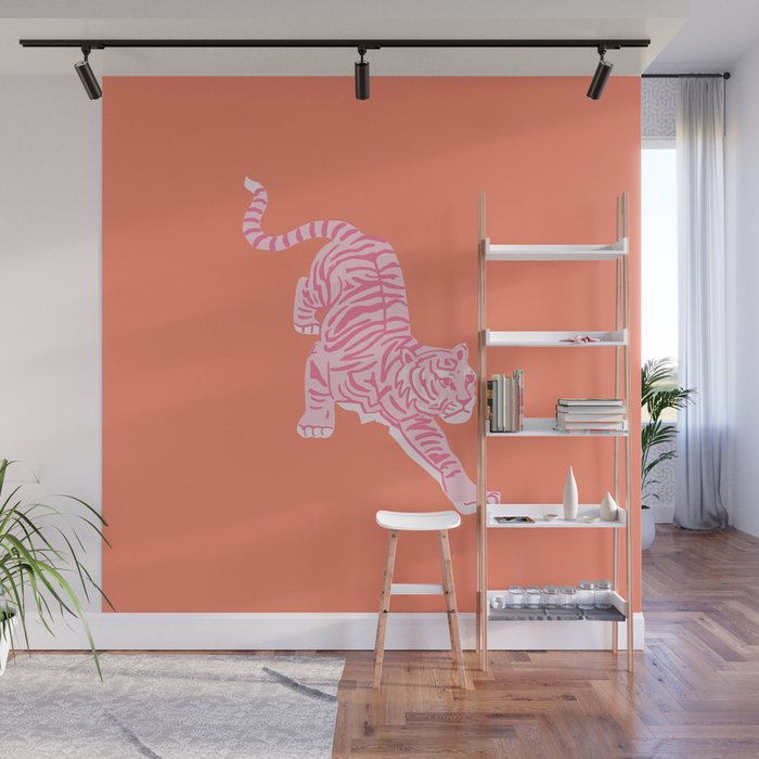 Year of the Tiger - Orange/Pink Wall Mural Gallery Image 1