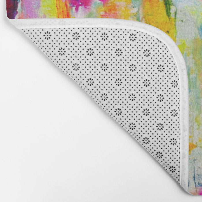 Bright Colorful Abstract Painting in Neons and Pastels Bath Mat Gallery Image 2
