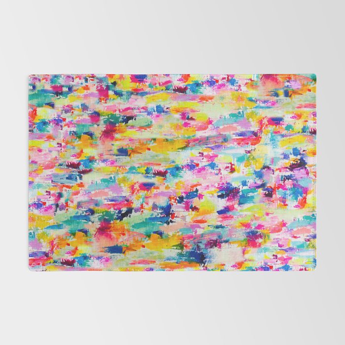 Bright Colorful Abstract Painting in Neons and Pastels Rug Gallery Image 2