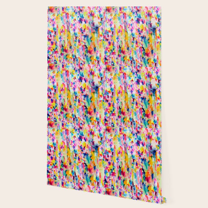 Bright Colorful Abstract Painting in Neons and Pastels Wallpaper Gallery Image 2