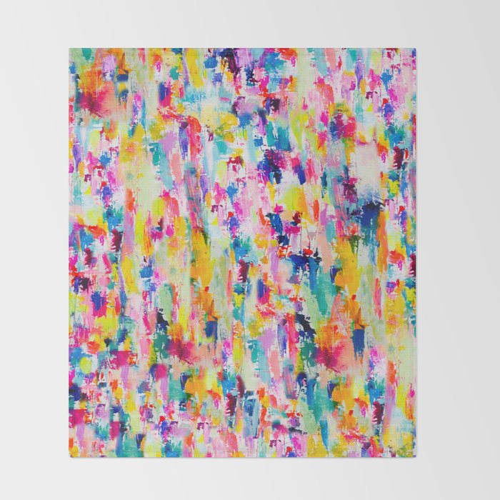 Bright Colorful Abstract Painting in Neons and Pastels Throw Blanket Gallery Image 2