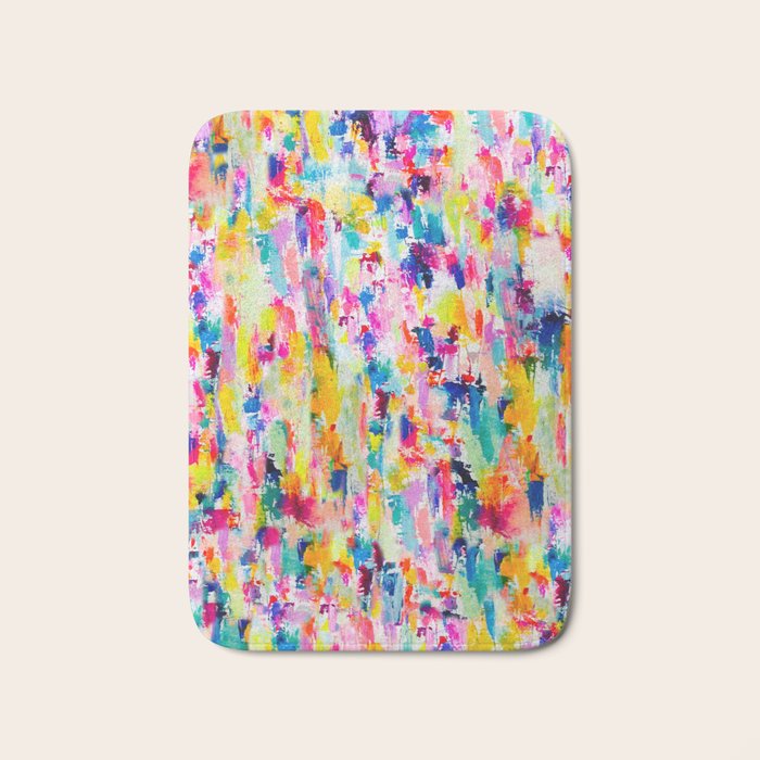 Bright Colorful Abstract Painting in Neons and Pastels Bath Mat Gallery Image 1