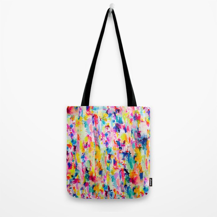 Bright Colorful Abstract Painting in Neons and Pastels Tote Bag Gallery Image 2