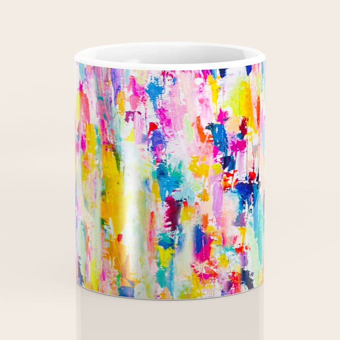 Bright Colorful Abstract Painting in Neons and Pastels Coffee Mug Gallery Image 4