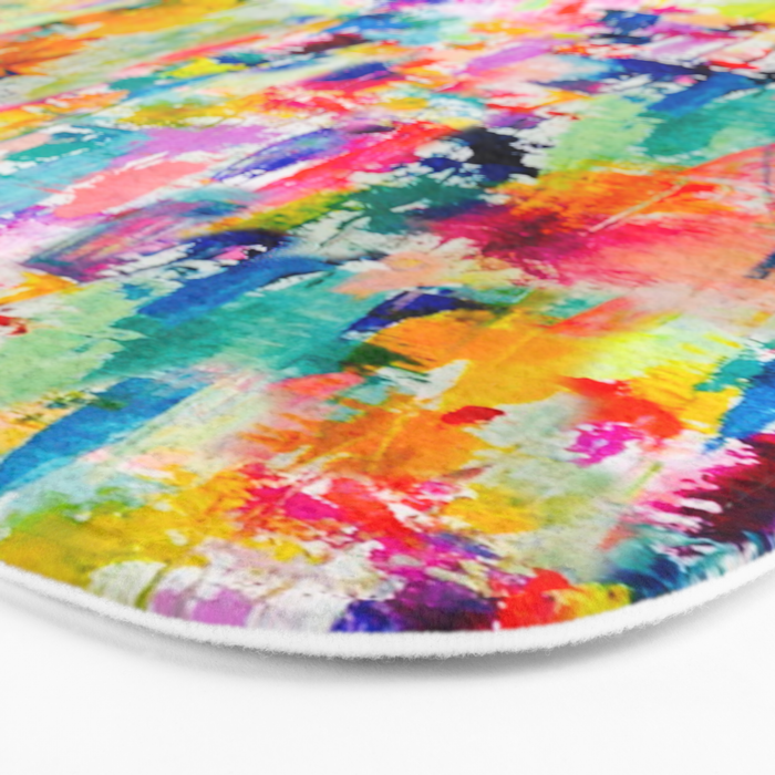 Bright Colorful Abstract Painting in Neons and Pastels Bath Mat Gallery Image 3