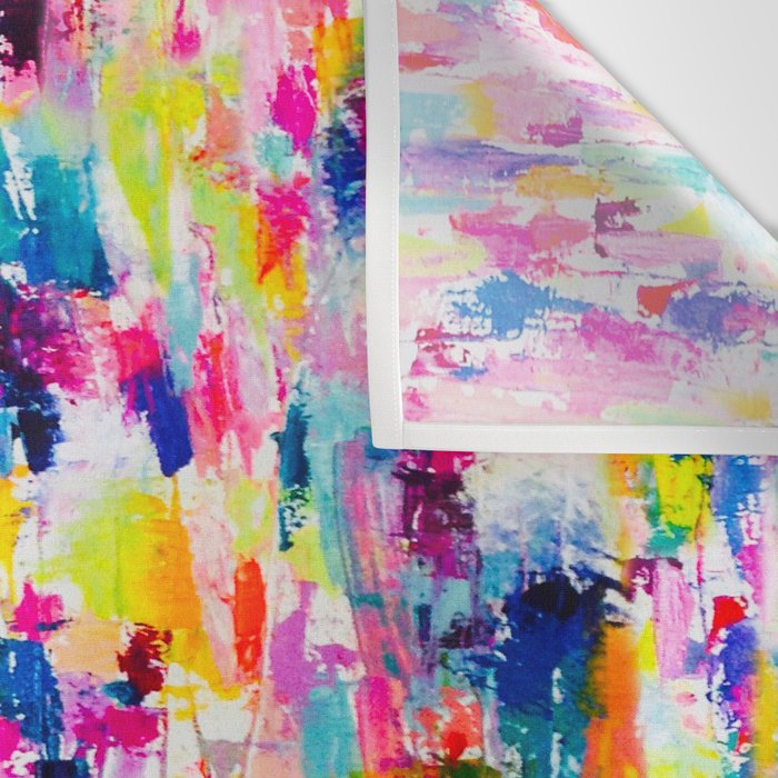 Bright Colorful Abstract Painting in Neons and Pastels Wall Tapestry Gallery Image 3