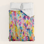 Bright Colorful Abstract Painting in Neons and Pastels Comforter Gallery Image 6