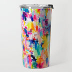 Bright Colorful Abstract Painting in Neons and Pastels Travel Mug Gallery Image 2