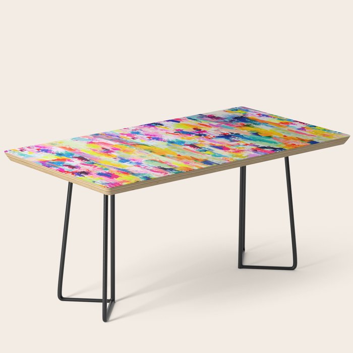 Bright Colorful Abstract Painting in Neons and Pastels Coffee Table Gallery Image 1
