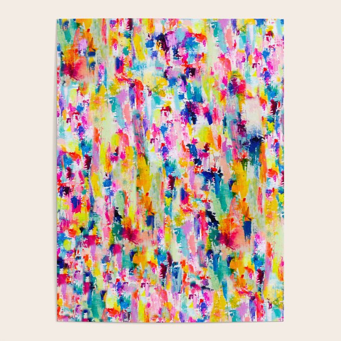 Bright Colorful Abstract Painting in Neons and Pastels Poster