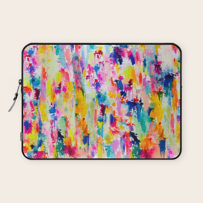 Bright Colorful Abstract Painting in Neons and Pastels Laptop Sleeve Gallery Image 1