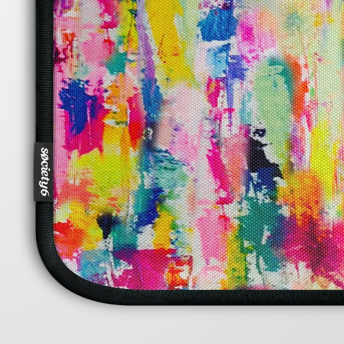Bright Colorful Abstract Painting in Neons and Pastels Laptop Sleeve Gallery Image 3