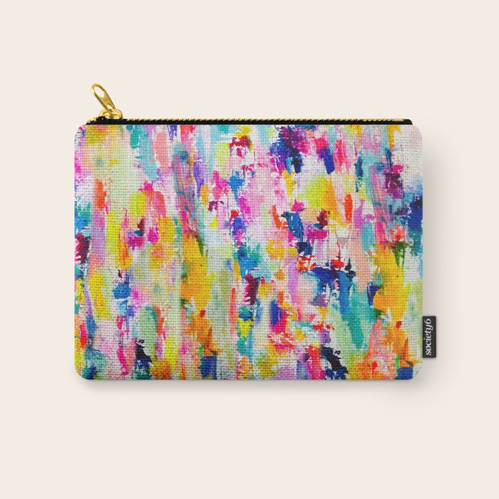 Bright Colorful Abstract Painting in Neons and Pastels Carry All Pouch Gallery Image 1