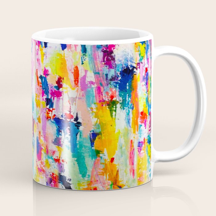 Bright Colorful Abstract Painting in Neons and Pastels Coffee Mug Gallery Image 1