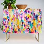 Bright Colorful Abstract Painting in Neons and Pastels Credenza Gallery Image 1