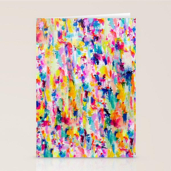 Bright Colorful Abstract Painting in Neons and Pastels Stationery Card Gallery Image 1
