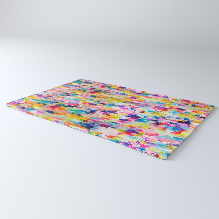 Bright Colorful Abstract Painting in Neons and Pastels Rug Gallery Image 3