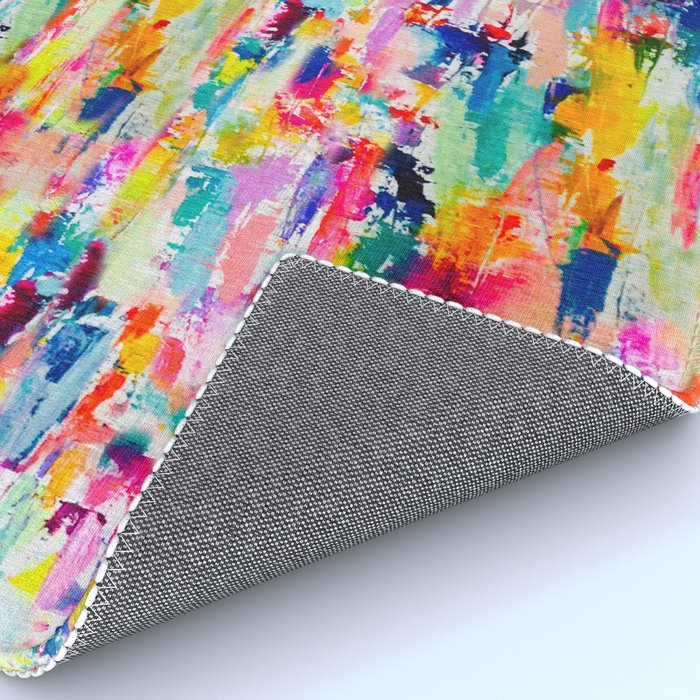 Bright Colorful Abstract Painting in Neons and Pastels Rug Gallery Image 4