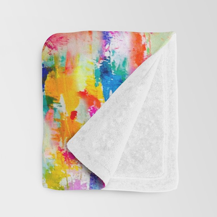 Bright Colorful Abstract Painting in Neons and Pastels Throw Blanket Gallery Image 3
