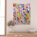 Bright Colorful Abstract Painting in Neons and Pastels Wall Tapestry Gallery Image 2