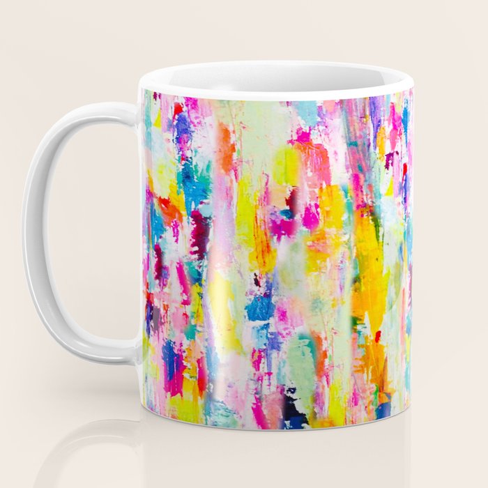 Bright Colorful Abstract Painting in Neons and Pastels Coffee Mug Gallery Image 3
