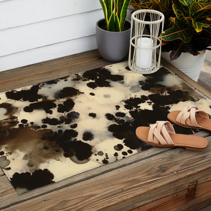 Black and White Tortoiseshell Pattern Outdoor Rug Gallery Image 2
